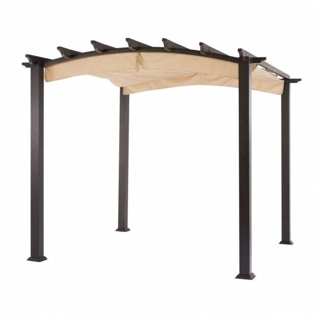 Gorgeous Hampton Bay Steel Pergola With Canopy Hampton Bay 9 Ft X 9 Ft Steel And Aluminum Arched Pergola With
