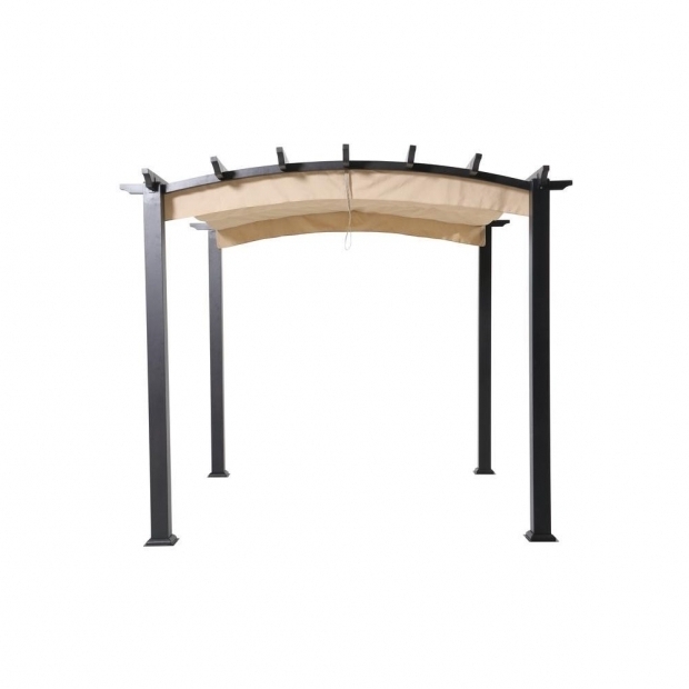 Image of Hampton Bay Arched Pergola With Canopy Hampton Bay 9 Ft X 9 Ft Steel And Aluminum Arched Pergola With