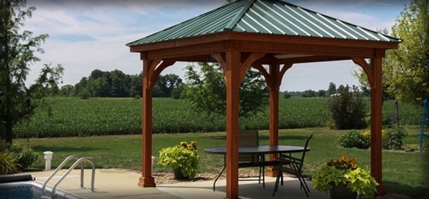 Alluring Cedar Wood Gazebo With Aluminum Roof 12x12 Aluminum Roof Gazebo Home Design Ideas And Pictures